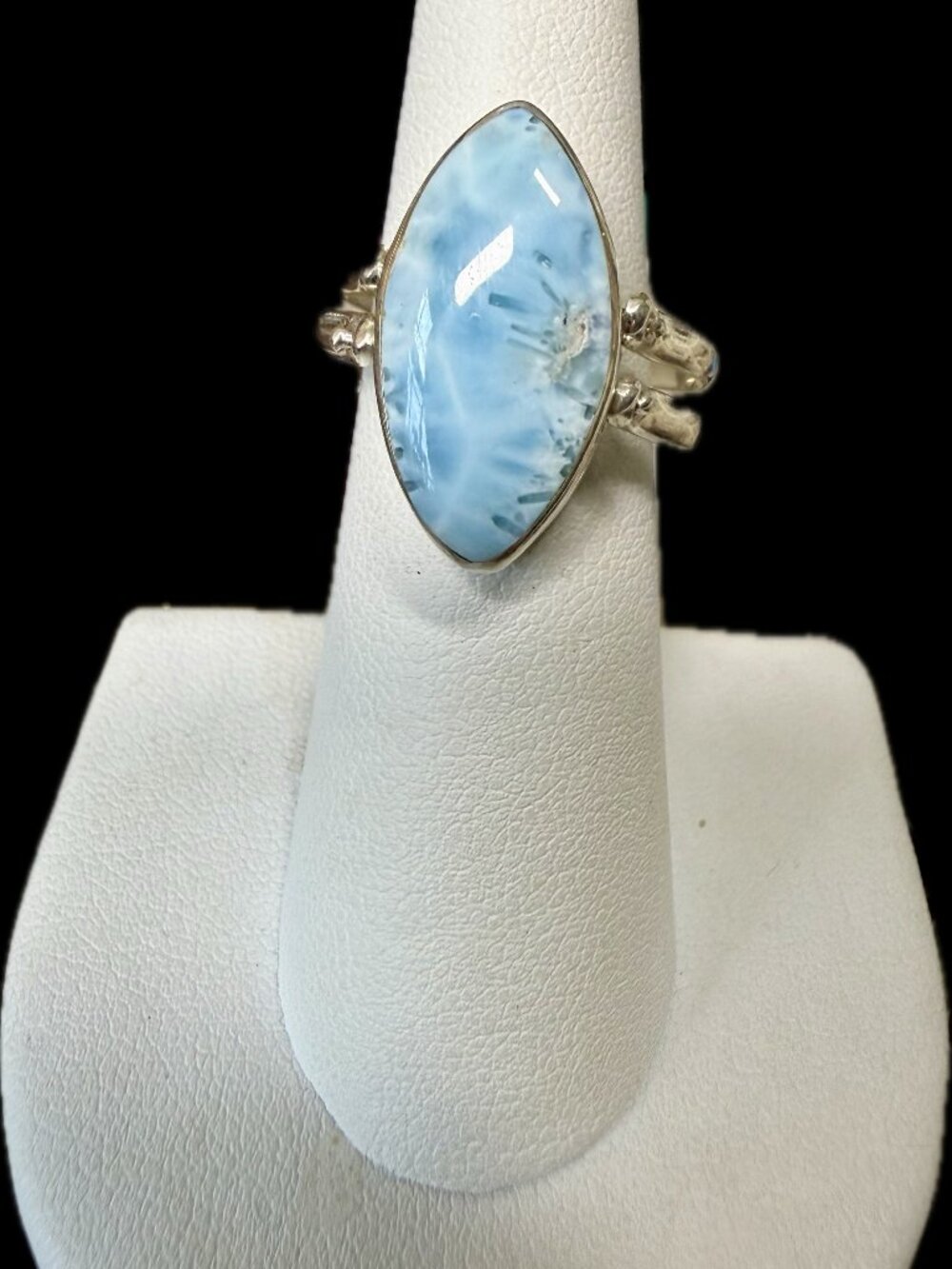 925 Reversible Ring Larimar and ping coral